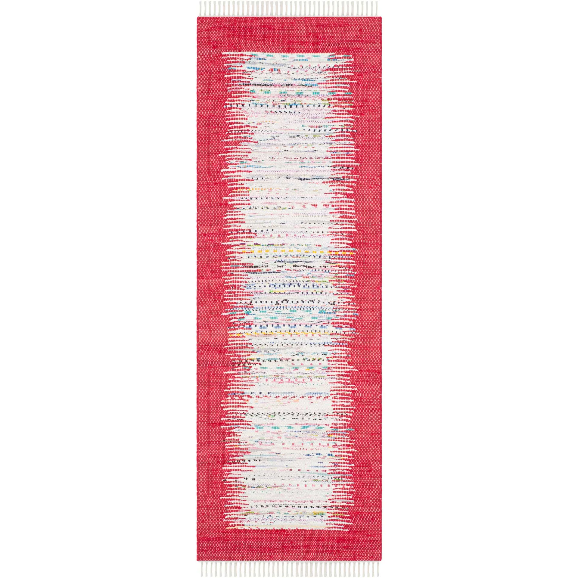 Montauk Border Ivory/Red Runner Rug