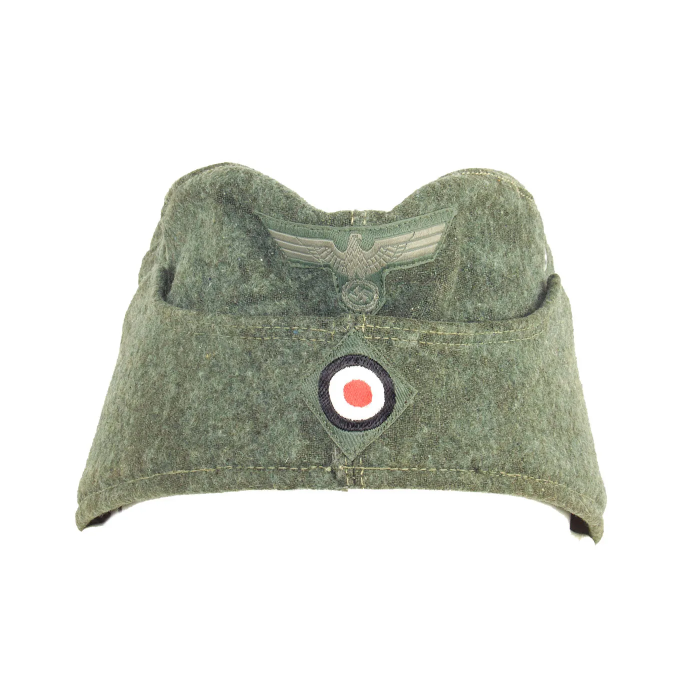 Original German WWII Heer Army 1940 dated 58cm EM-NCO Schiffchen M38 Overseas Cap - Removed Soutache