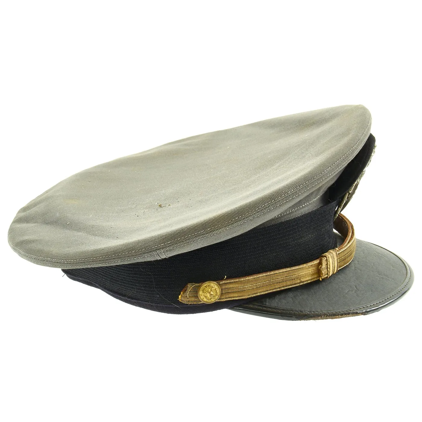 Original U.S. WWII Naval Officer Gray Combination Visor Cap by Lewis Tailors - size 6 3/4