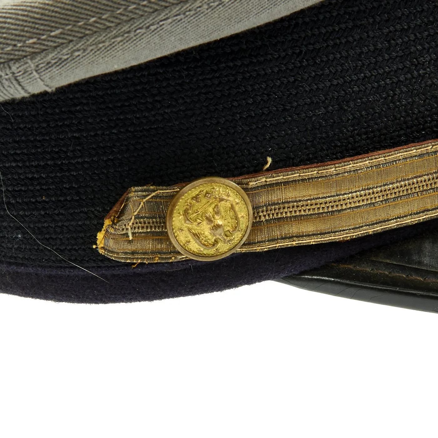 Original U.S. WWII Naval Officer Gray Combination Visor Cap by Lewis Tailors - size 6 3/4