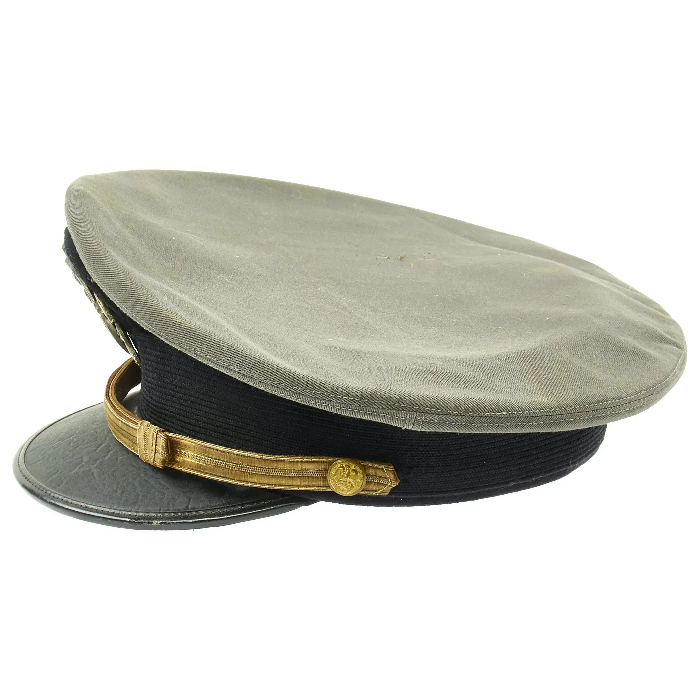 Original U.S. WWII Naval Officer Gray Combination Visor Cap by Lewis Tailors - size 6 3/4