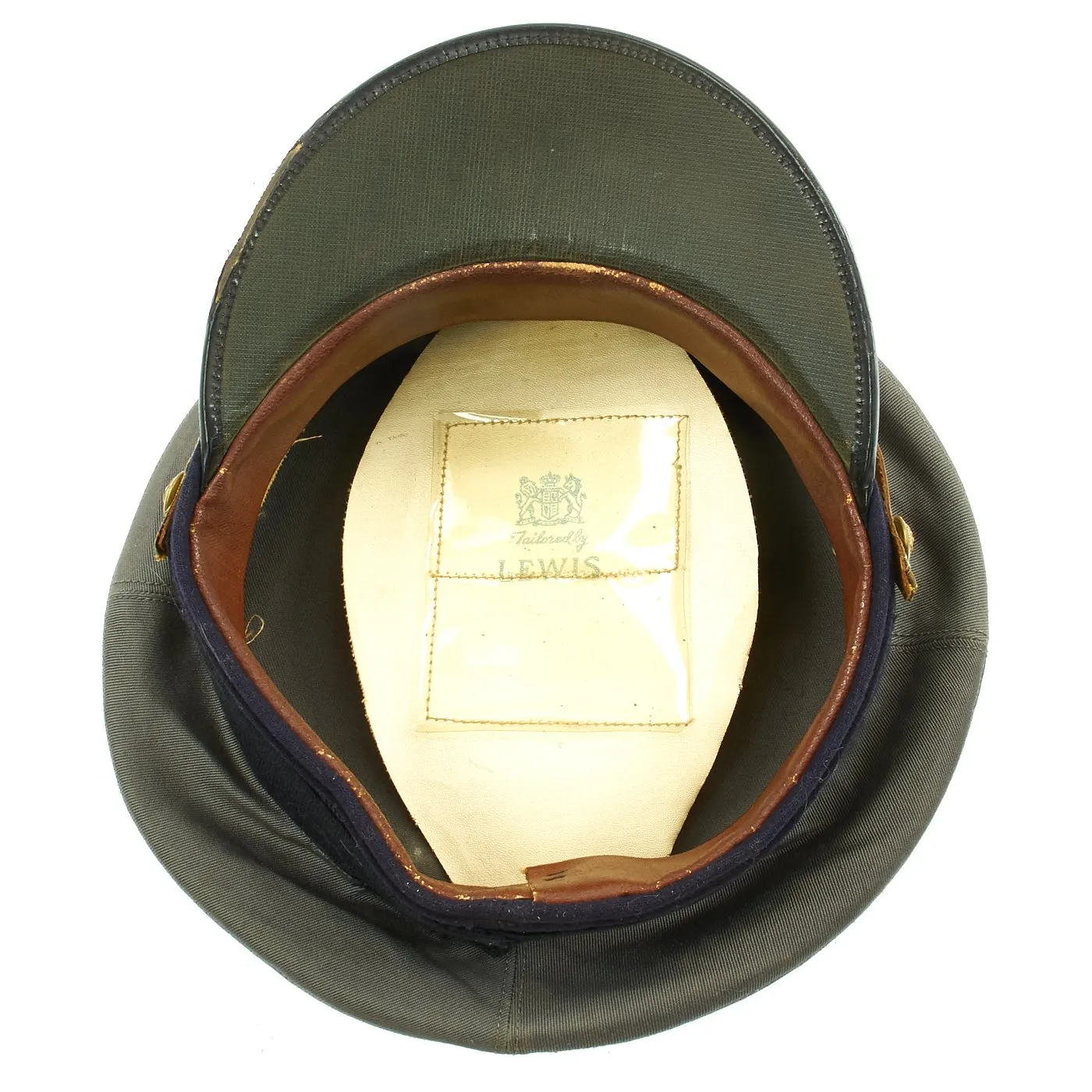 Original U.S. WWII Naval Officer Gray Combination Visor Cap by Lewis Tailors - size 6 3/4
