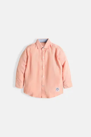 Peach Full Sleeve Casual Shirt For Boys