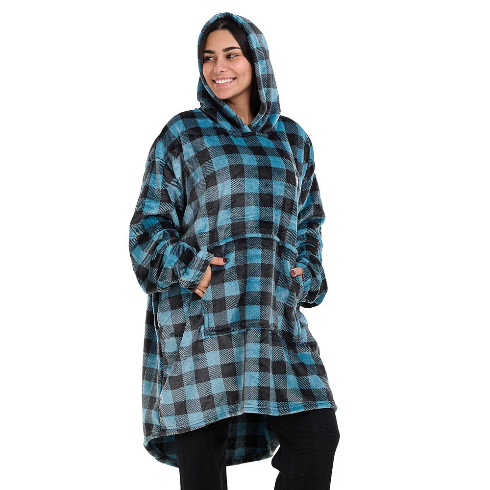 Snuggs Blanket Hoodie Checkered Blue