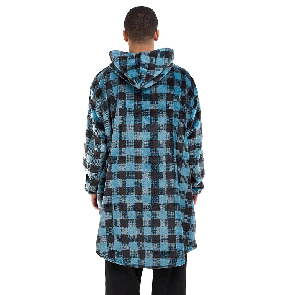 Snuggs Blanket Hoodie Checkered Blue