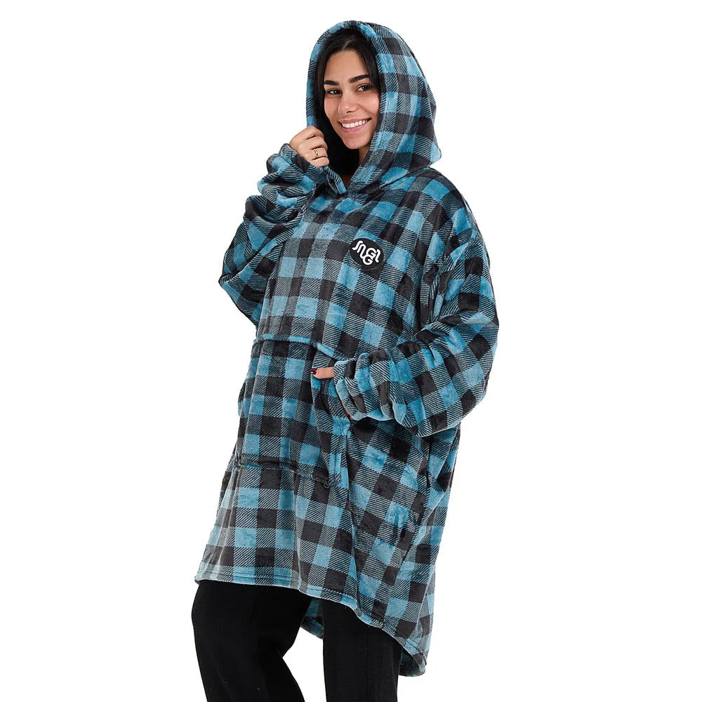 Snuggs Blanket Hoodie Checkered Blue