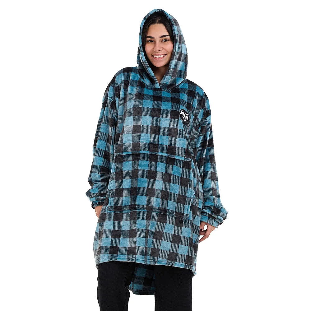 Snuggs Blanket Hoodie Checkered Blue