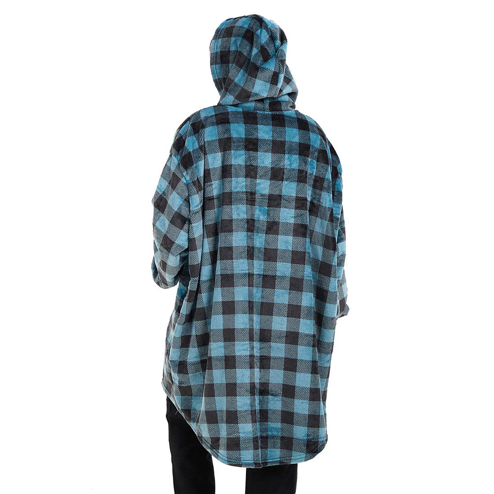 Snuggs Blanket Hoodie Checkered Blue