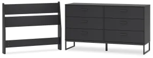 Socalle Twin Panel Headboard with Dresser in Black