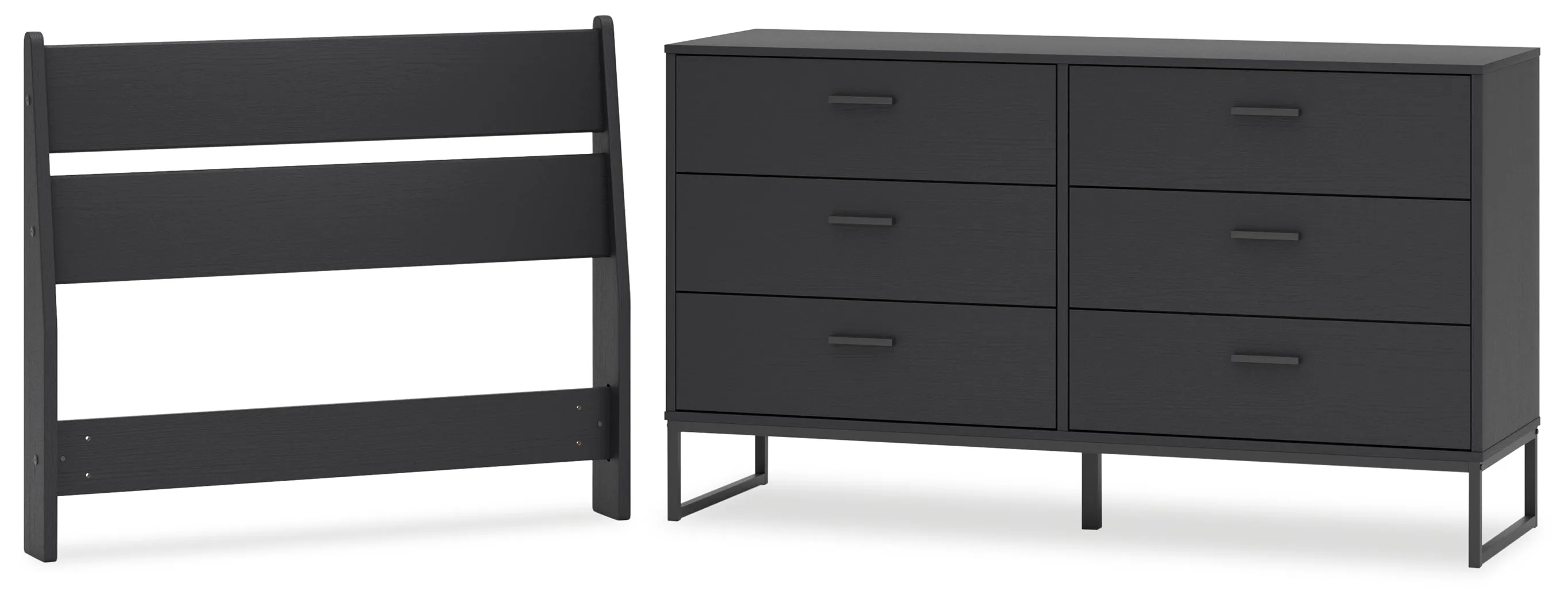 Socalle Twin Panel Headboard with Dresser in Black