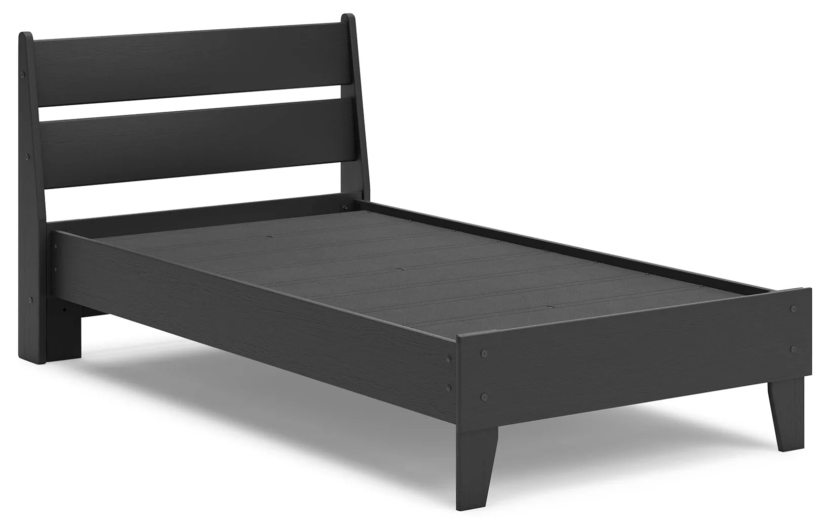 Socalle Twin Panel Platform Bed with Dresser, Chest and 2 Nightstands in Black