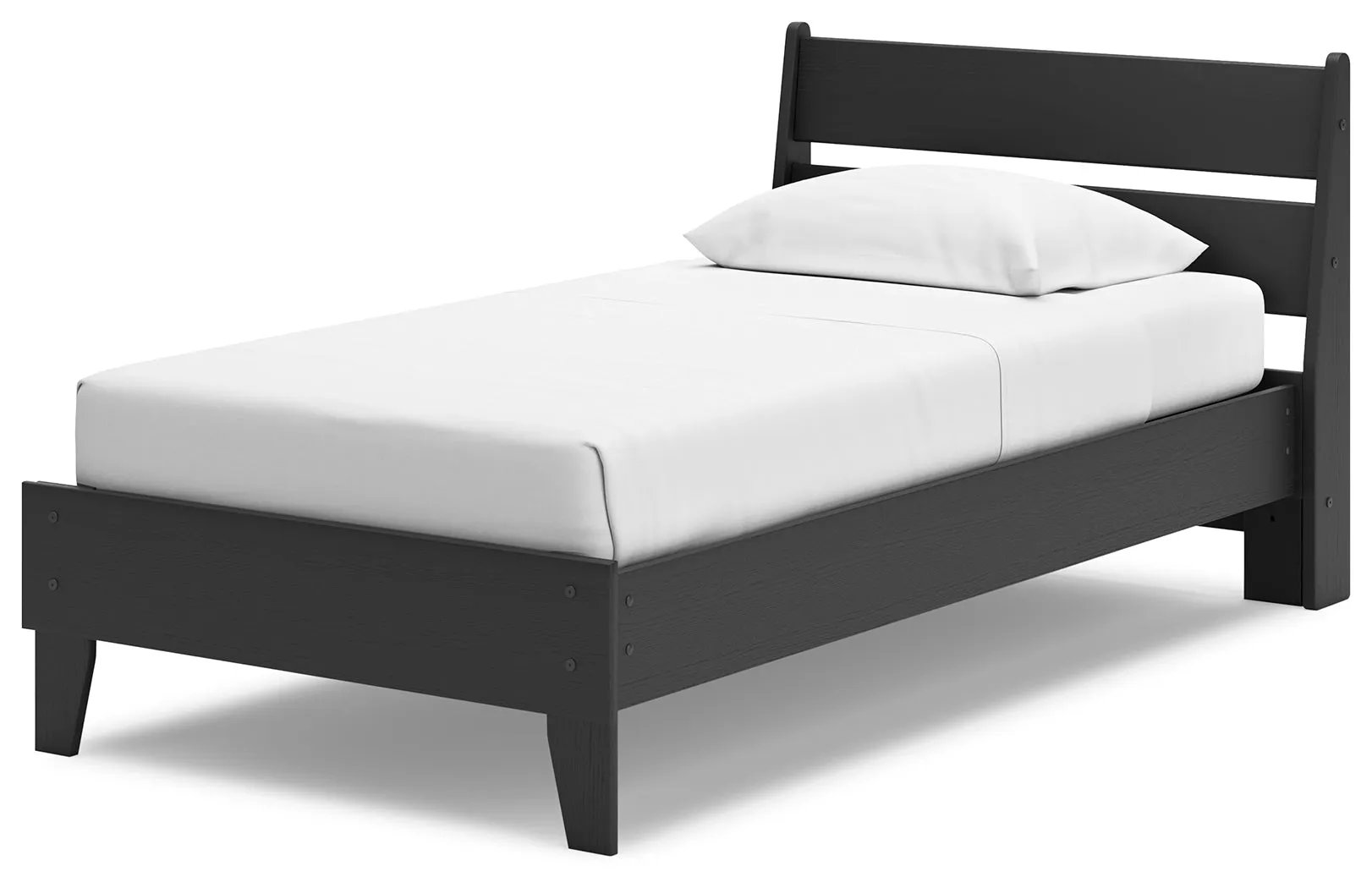 Socalle Twin Panel Platform Bed with Dresser, Chest and 2 Nightstands in Black
