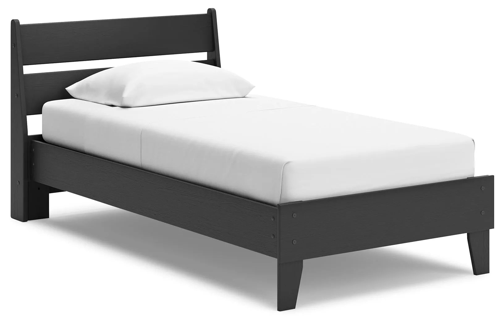 Socalle Twin Panel Platform Bed with Dresser, Chest and 2 Nightstands in Black