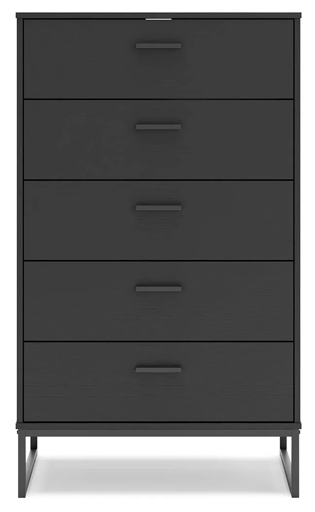 Socalle Twin Platform Bed with Dresser and Chest in Black