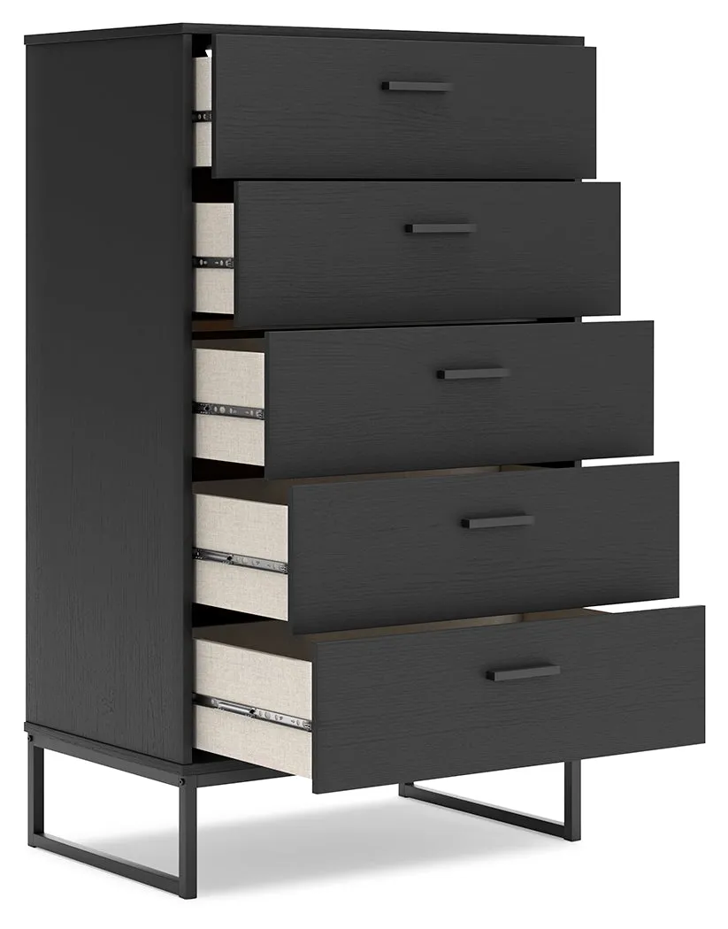 Socalle Twin Platform Bed with Dresser and Chest in Black