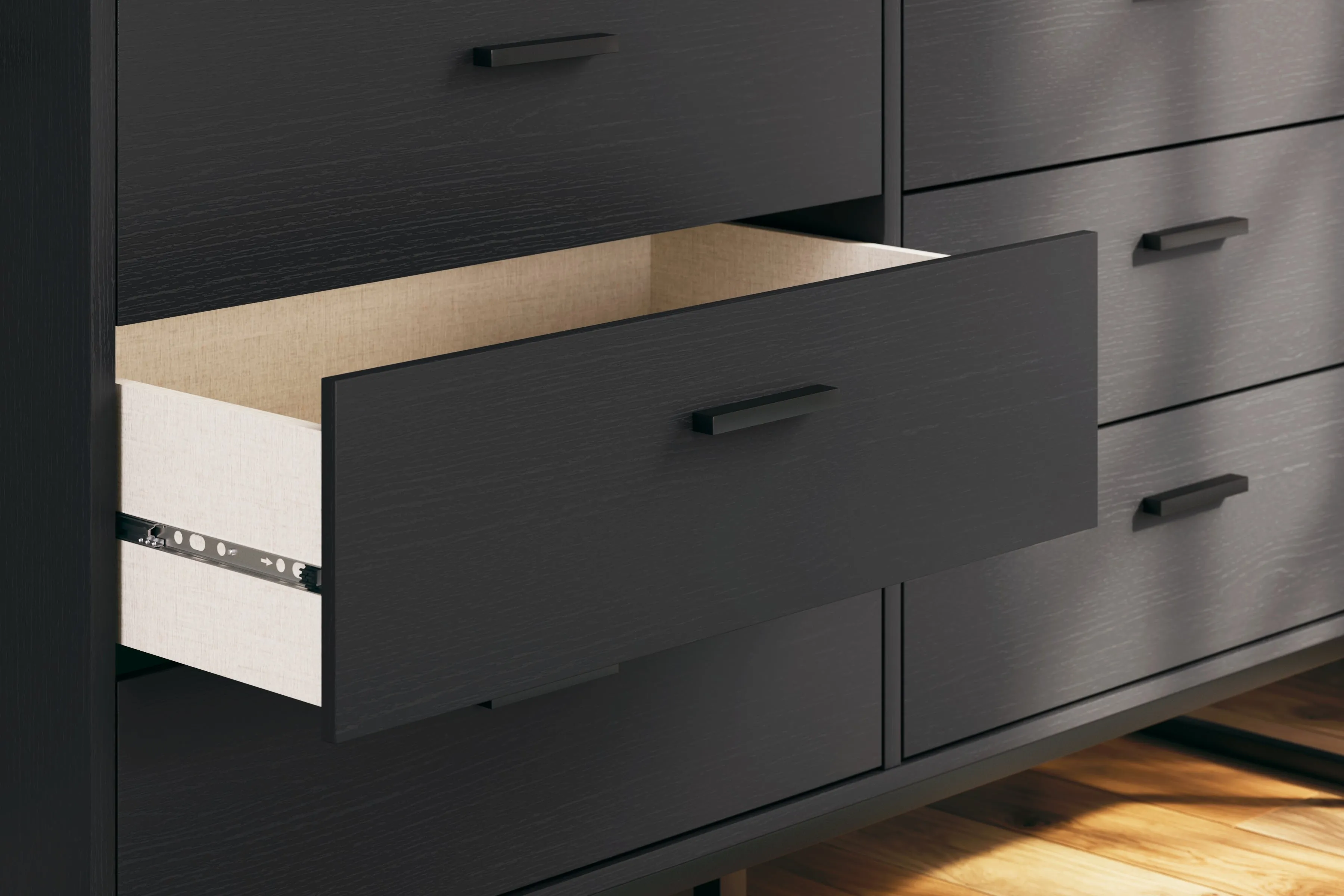 Socalle Twin Platform Bed with Dresser and Chest in Black