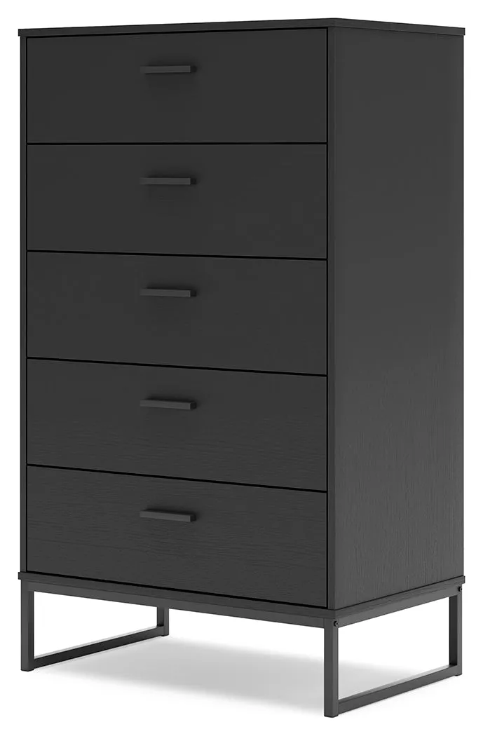 Socalle Twin Platform Bed with Dresser and Chest in Black
