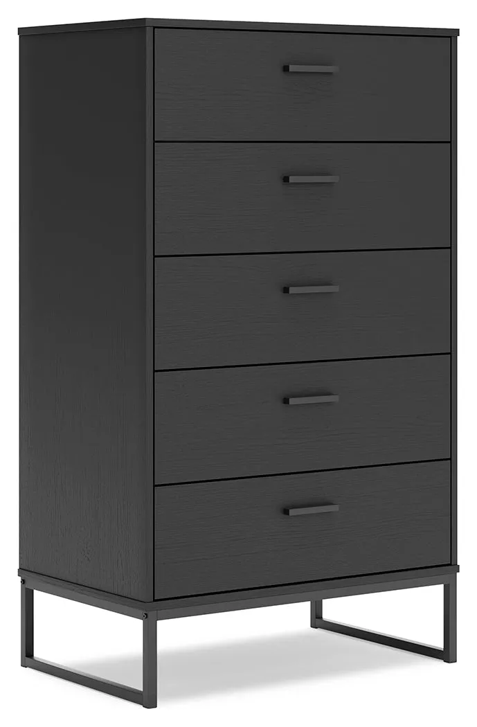 Socalle Twin Platform Bed with Dresser and Chest in Black