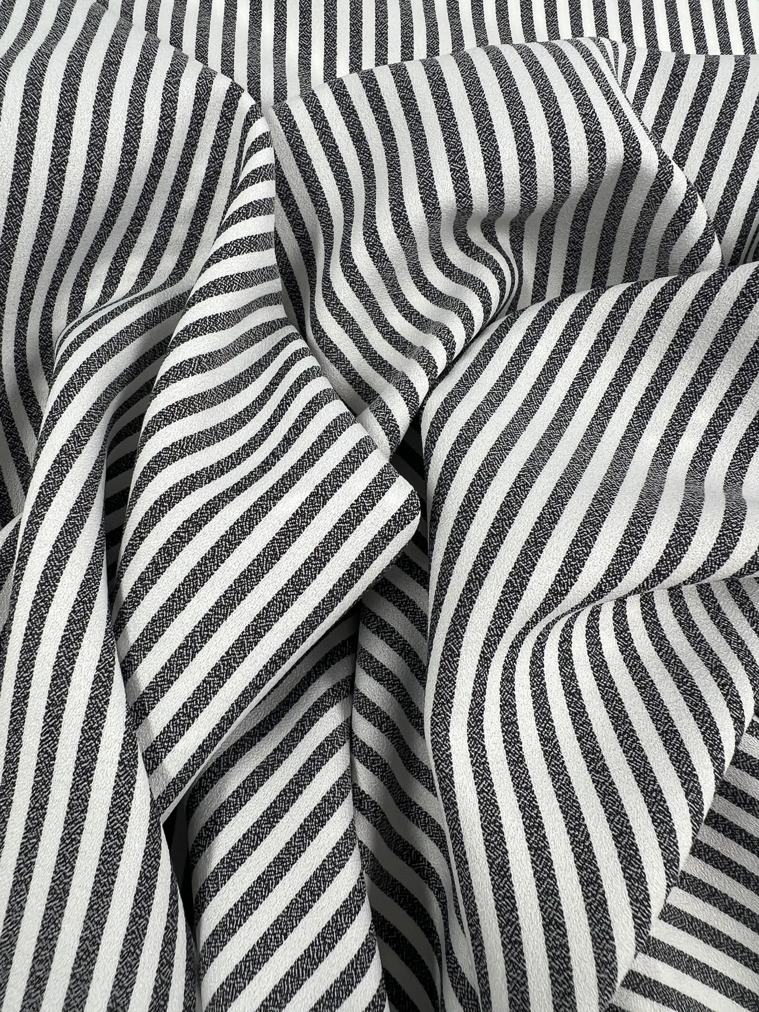 Striped Crepe - Black - 150cm