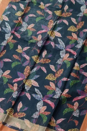 Stylish Black Linen Digital Printed Dupatta