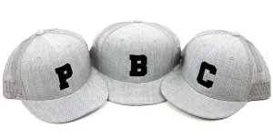 VARSITY INITIAL - Child Size - Flat Brimmed Hat - Gray w/ Black Letter