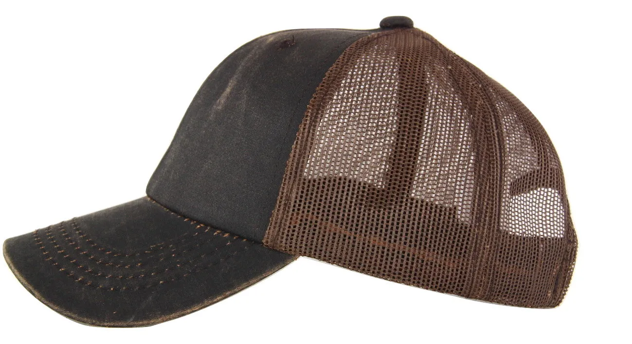 Weathered Cotton Trucker Cap - Brown