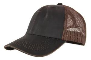 Weathered Cotton Trucker Cap - Brown