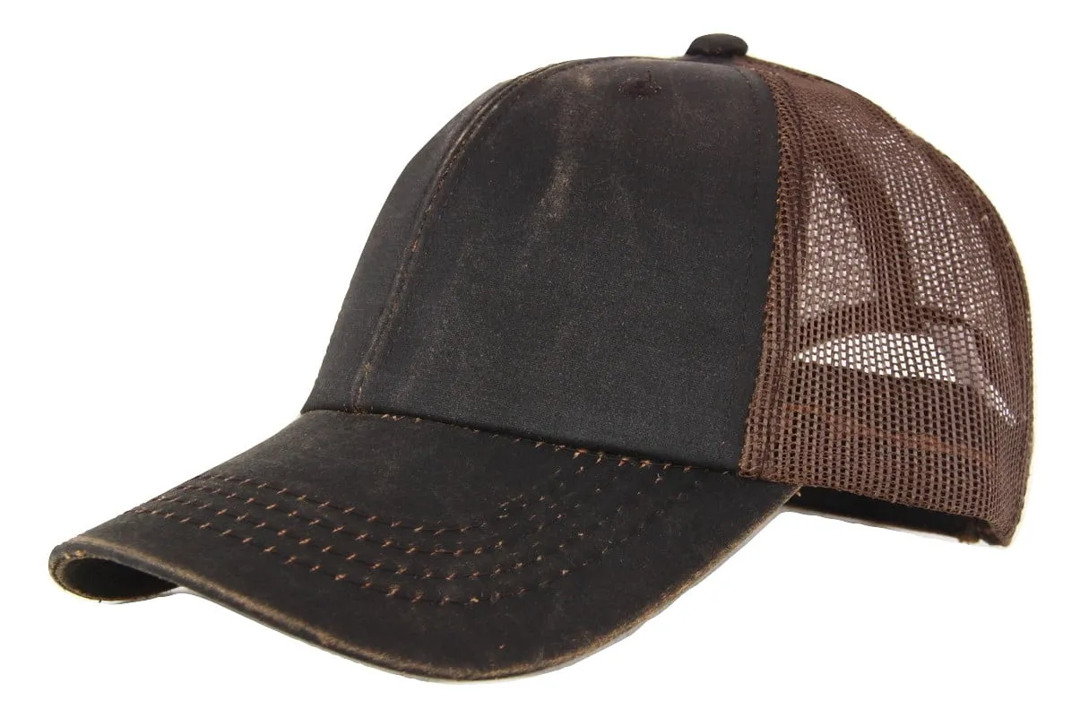 Weathered Cotton Trucker Cap - Brown