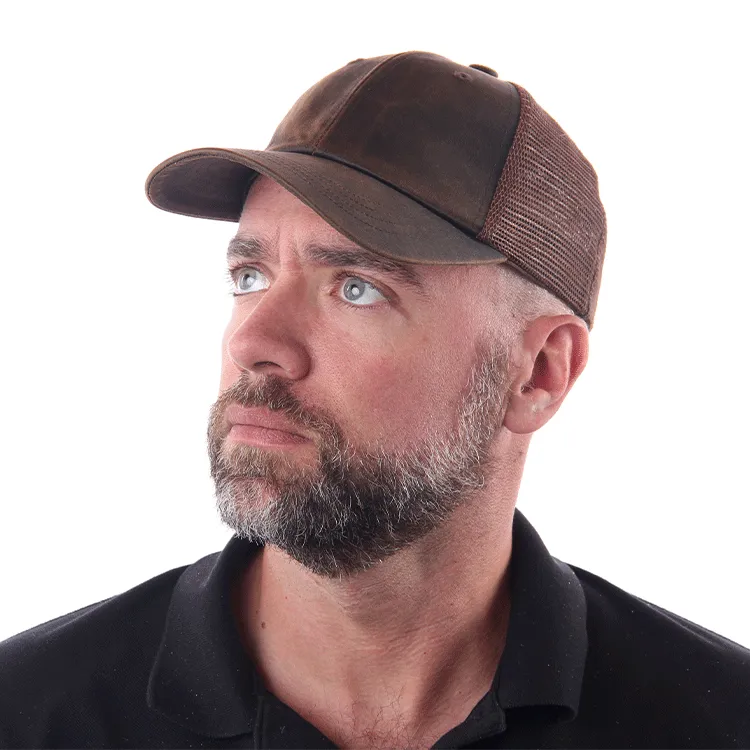 Weathered Cotton Trucker Cap - Brown