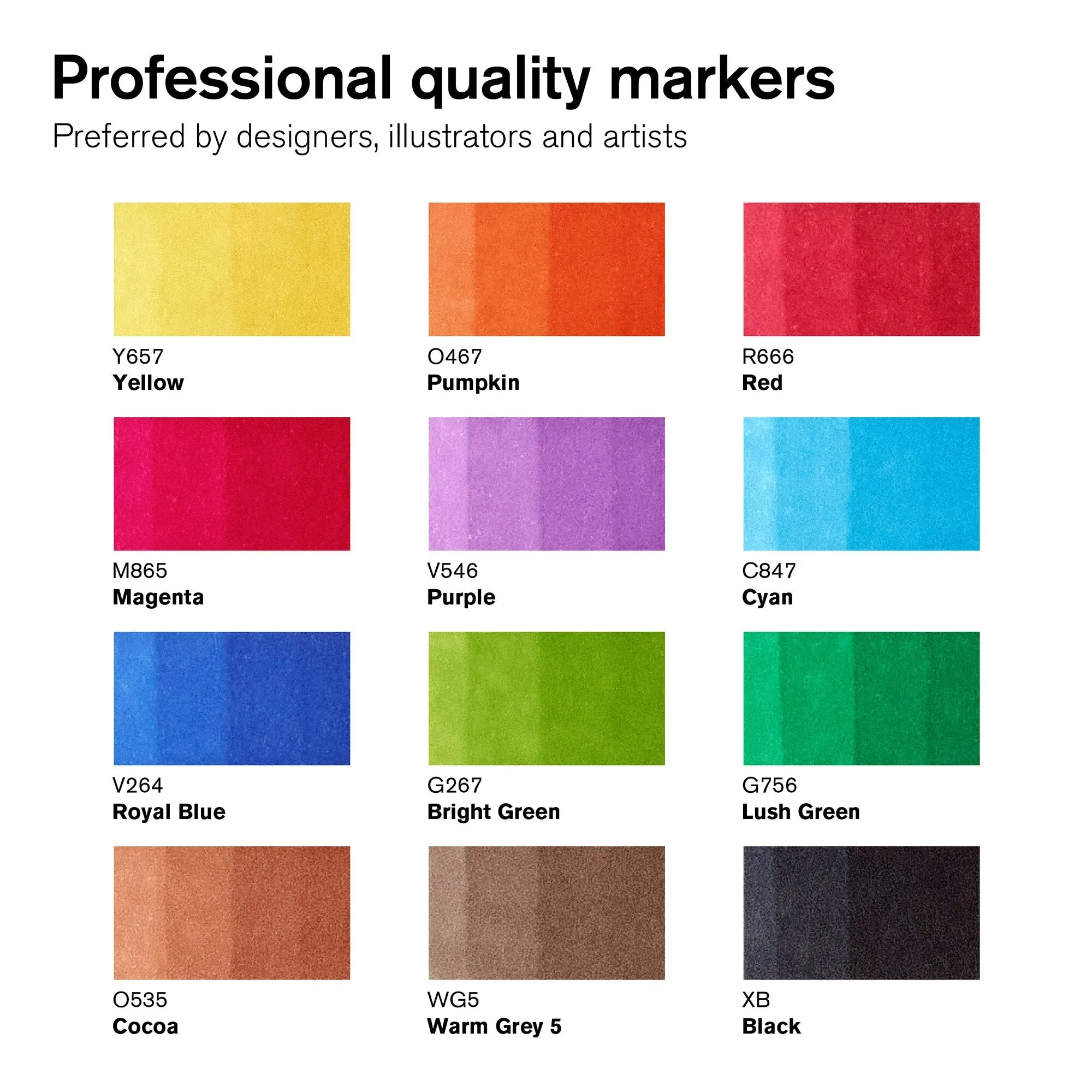 Winsor & Newton Promarker Brush Set of 12 Vibrant Tones